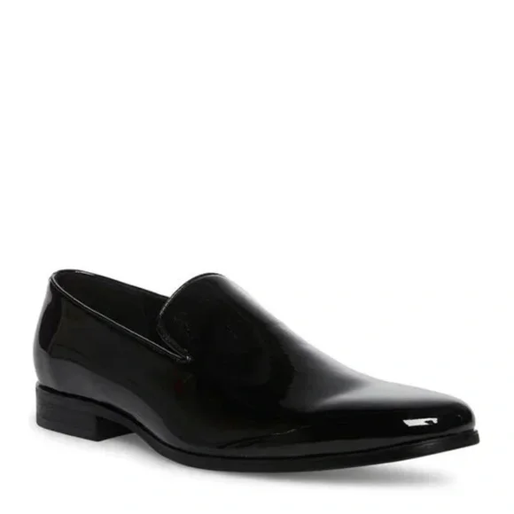 Steve Madden Men's Parigi Black Patent Slip on Formal Shoes NEW - Picture 2 of 3